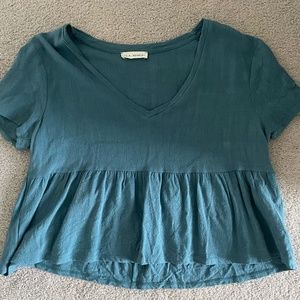 Women's Pacsun LA Hearts Blue Ruffle Crop Shirt Small
